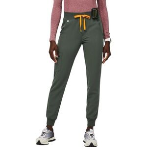Figs High Waisted Zamora Scrub Jogger Pants Moss Green Medical Nurse XS Petite
